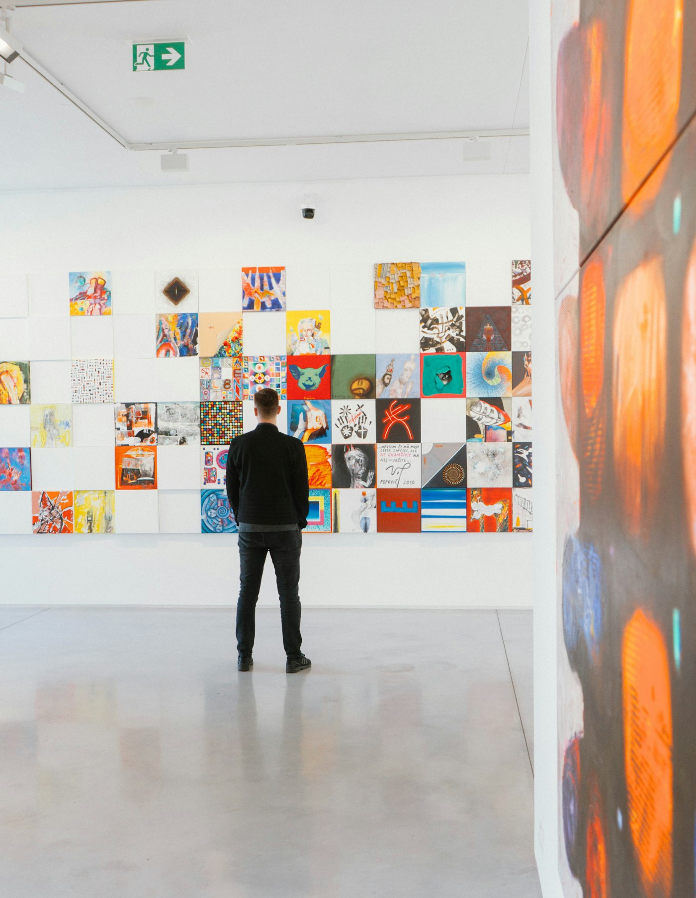 Abstract paintings in an exhibition Abstract paintings in an exhibition