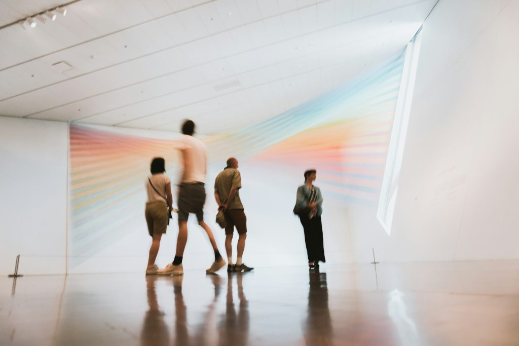 Visitors in a contemporary art exhibition